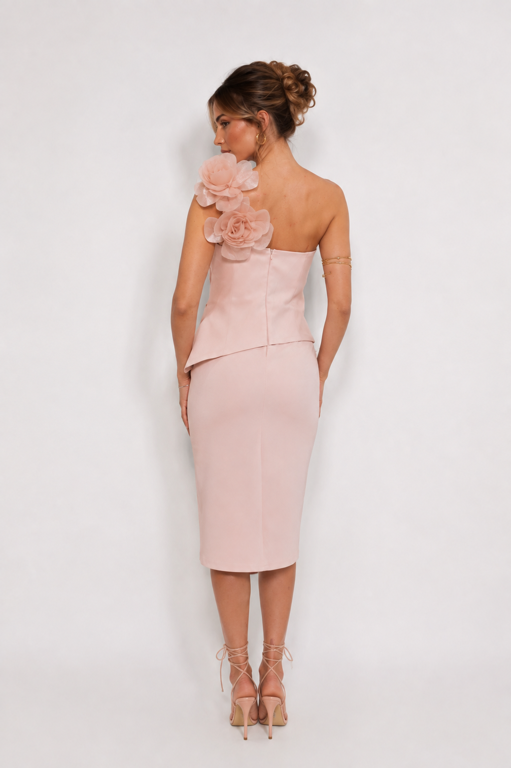Rosé Bloom Midi Dress - Görsel 2
